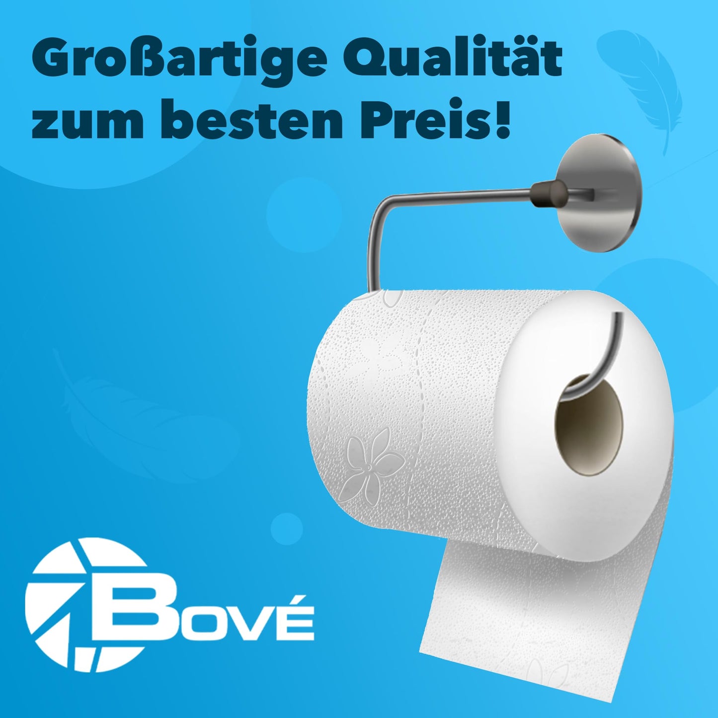BOVE Toilettenpapier 3-lagig 168 Rollen Gigapackung - 250 Blatt pro Rolle - Extra Weich, Stark & Saugstark - FSC & EU Ecolabel Zertifiziert - Preis-Leistungs-Knaller