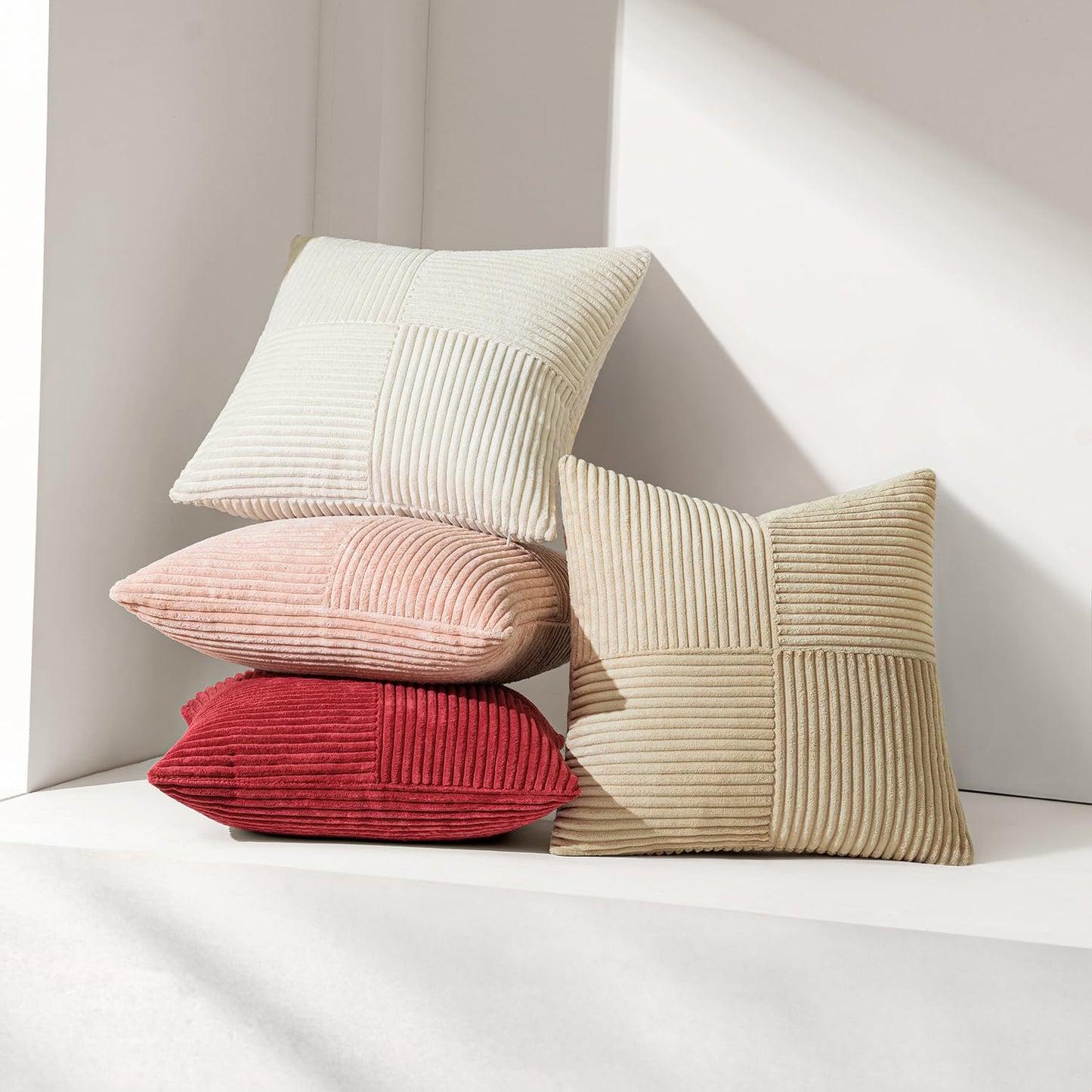 MIULEE 2er Set Kissenbezug 50x50cm Beige Kissenhülle Kissenbezüge Sofakissen Dekokissen Boho Couchkissen Kord Dekorative Zierkissenbezug für Sofa