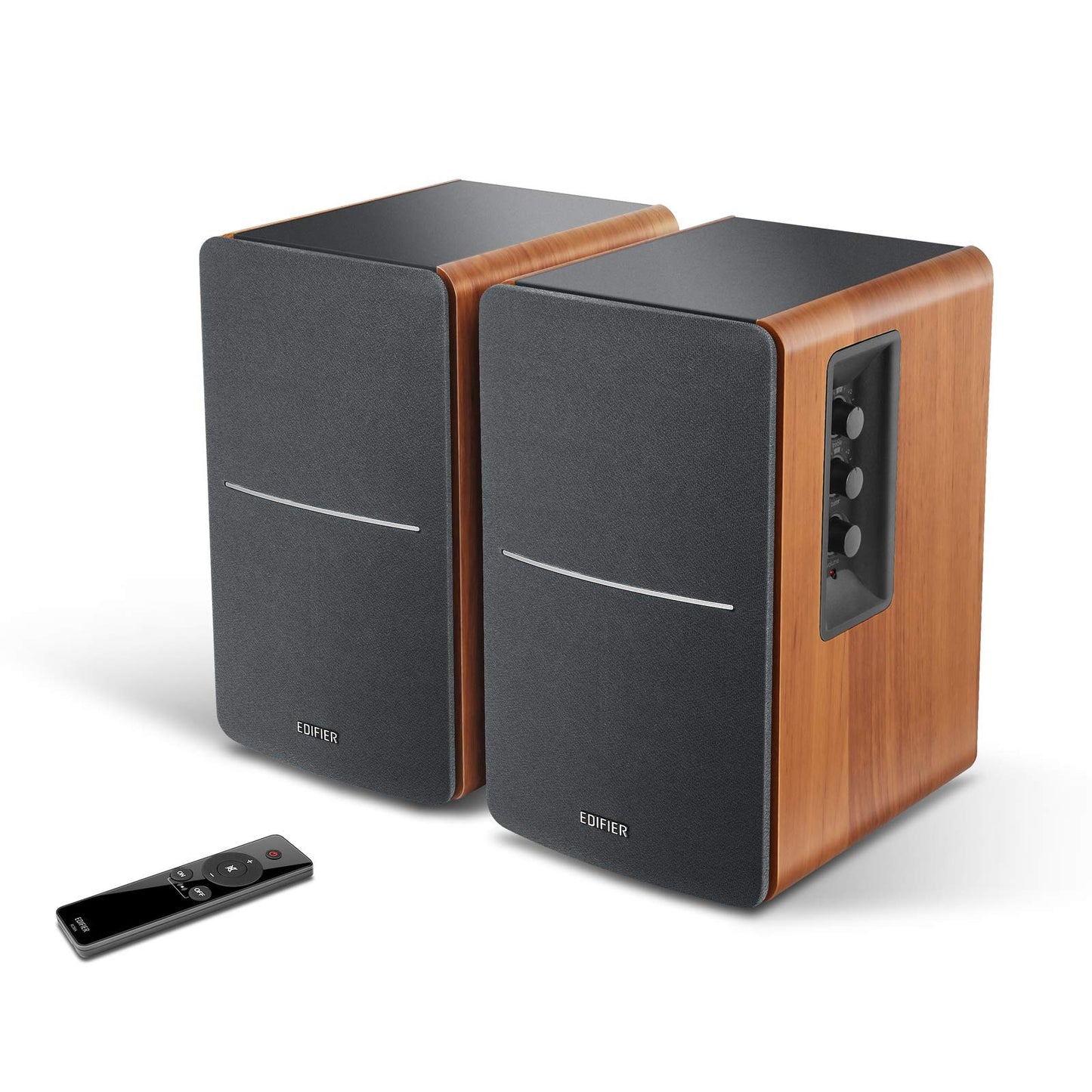 Edifier R1280Ts Verstärke Lautsprecher - 2.0 Stereo Aktive Nahfeldlautsprecher - Studio Monitor Lautsprecher - 42 Watts RMS mit Subwoofer Ausgang - Holzgehäuse, Braun