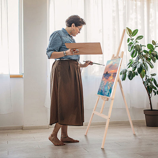 Viesap Staffelei, 150CM Hoch Holz, Bild Ständer Aus Vollholz, Klappbar Und Höhenverstellbar, Groß, Für Kunstmalerei Und Außenwerbung Geeignet, Kinder Und Erwachsene.