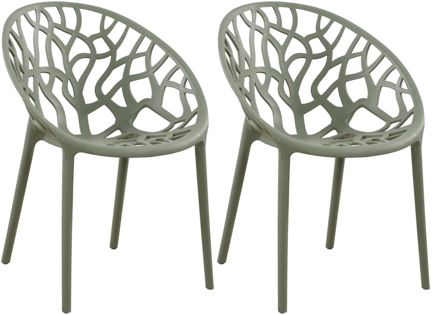 CLP 2er Set Gartenstühle Hope Kunststoff I Stapelstühle wetterfest und UV-beständig I Outdoorstühle pflegeleicht I Sessel für draußen, Farbe:Oliv