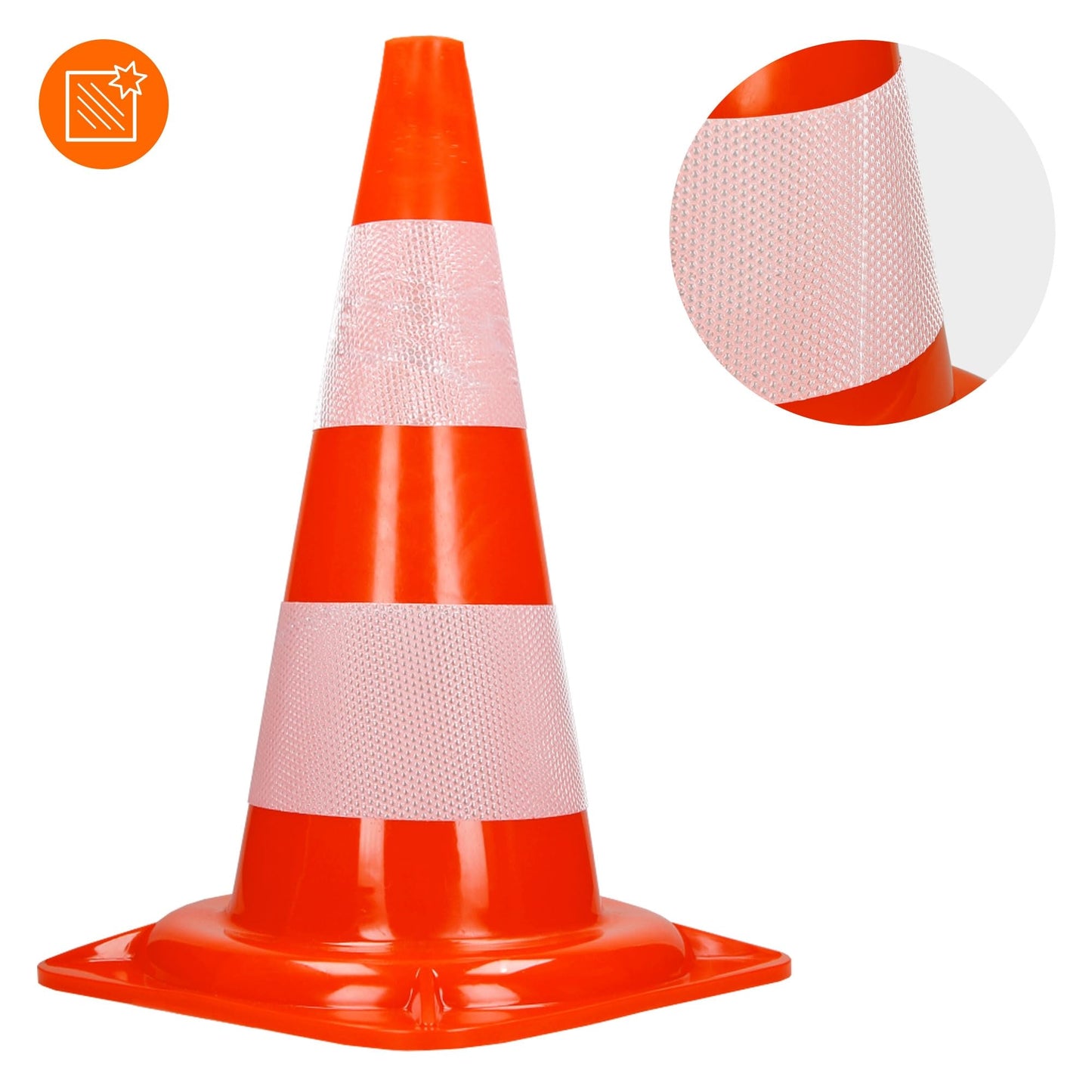 ECD Germany 4 Stück Verkehrskegel Pylone 47 cm, Orange-Weiß, Verkehrsleitkegel mit 2 reflektierenden Streifen, stapelbar & flexibel, Warnleitkegel Warnkegel Leitkegel Verkehrshütchen Markierungskegel