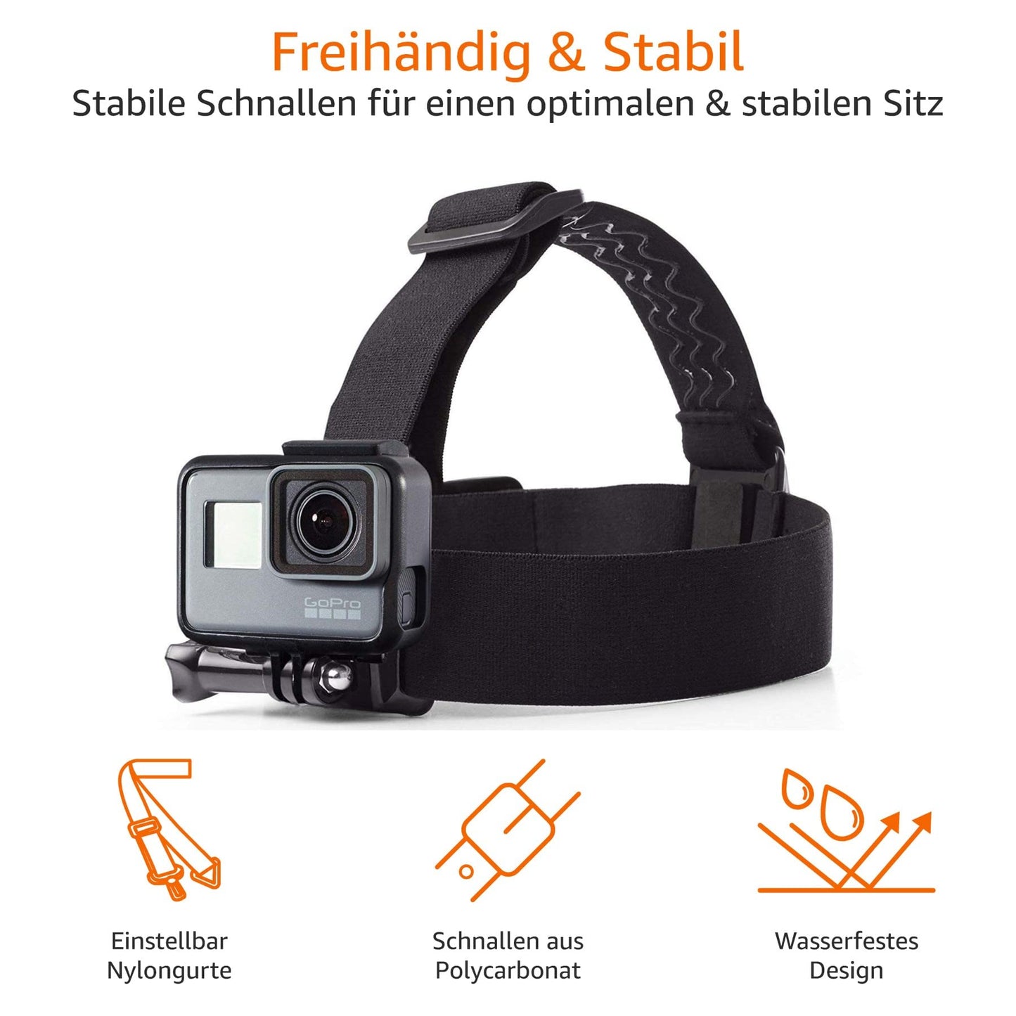 Amazon Basics Kopfgurt für GoPro Actionkamera, Schwarz