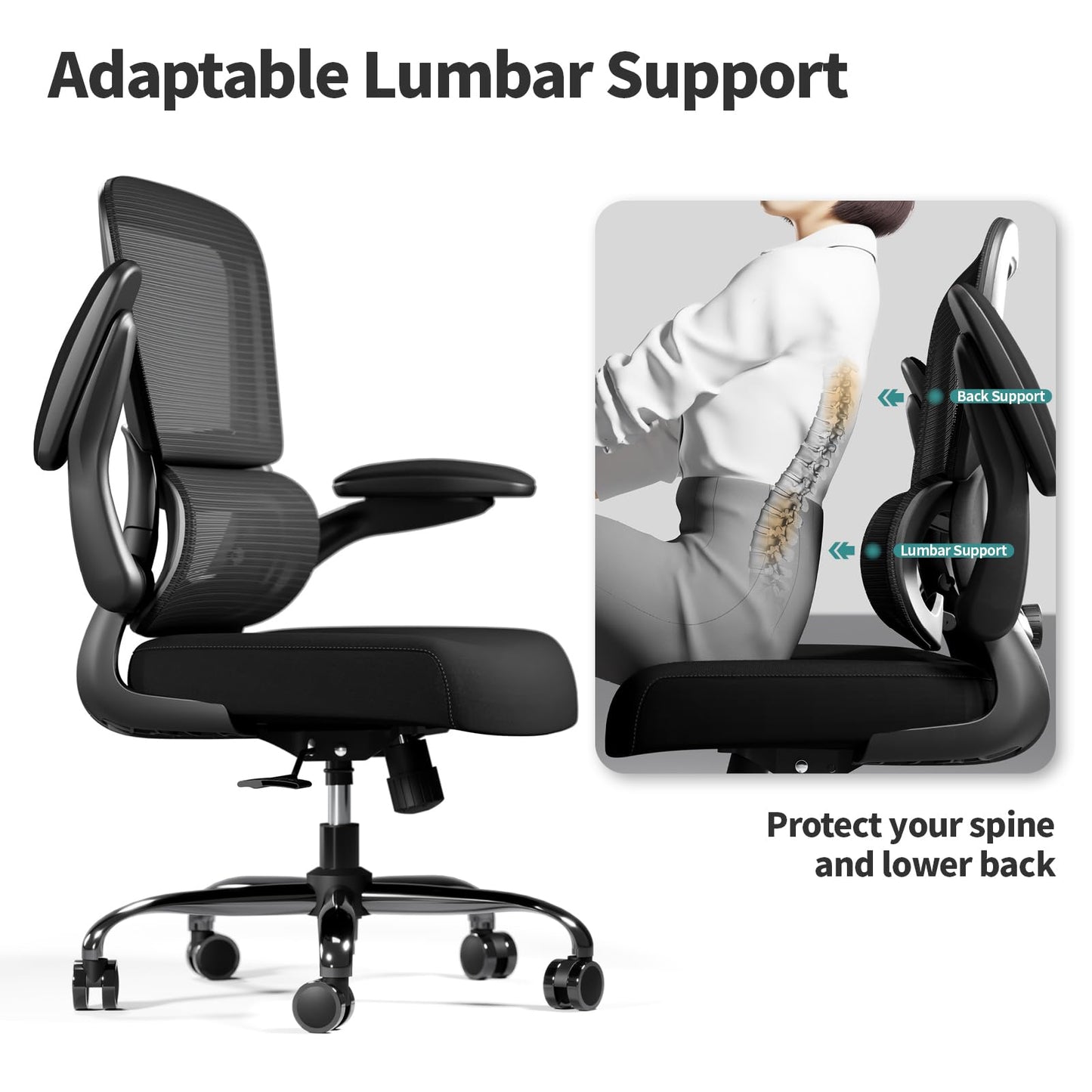 TRALT Bürostuhl Schreibtischstühle Mesh Computer Schreibtischstuhl mit Rollen Ergonomischer Bürostuhl Höhenverstellbar Drehstuhl Arbeitsstuhl (Schwarz)