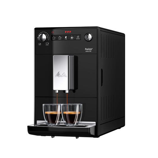 Melitta Purista - Kaffeevollautomat mit Lieblingskaffee-Funktion, Kaffeemaschine mit Mahlwerk und 3-stufig einstellbarer Kaffeestärke, für Kaffee und Espresso, schwarz