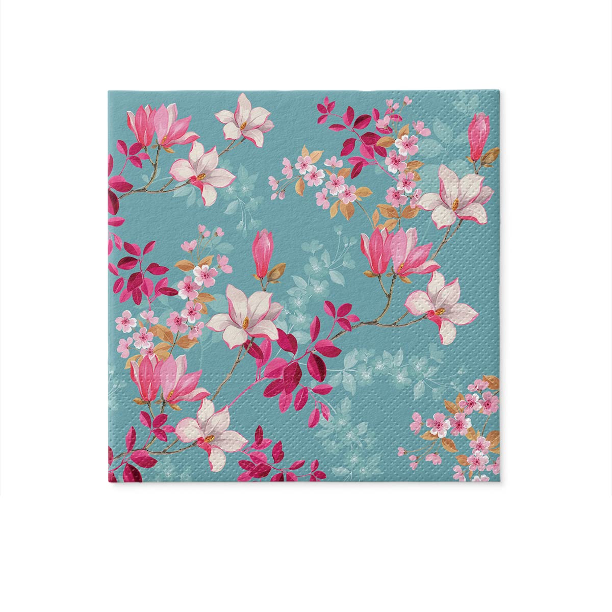PAW - Servietten 3-lagig (33 x 33 cm) I 20 Stück I Perfekt für Geburtstage, Partys, Hochzeiten, Kommunion und Feiern I Papierservietten Bunt - Blumen, Magnolie, Garten I Farbe: Magnolia