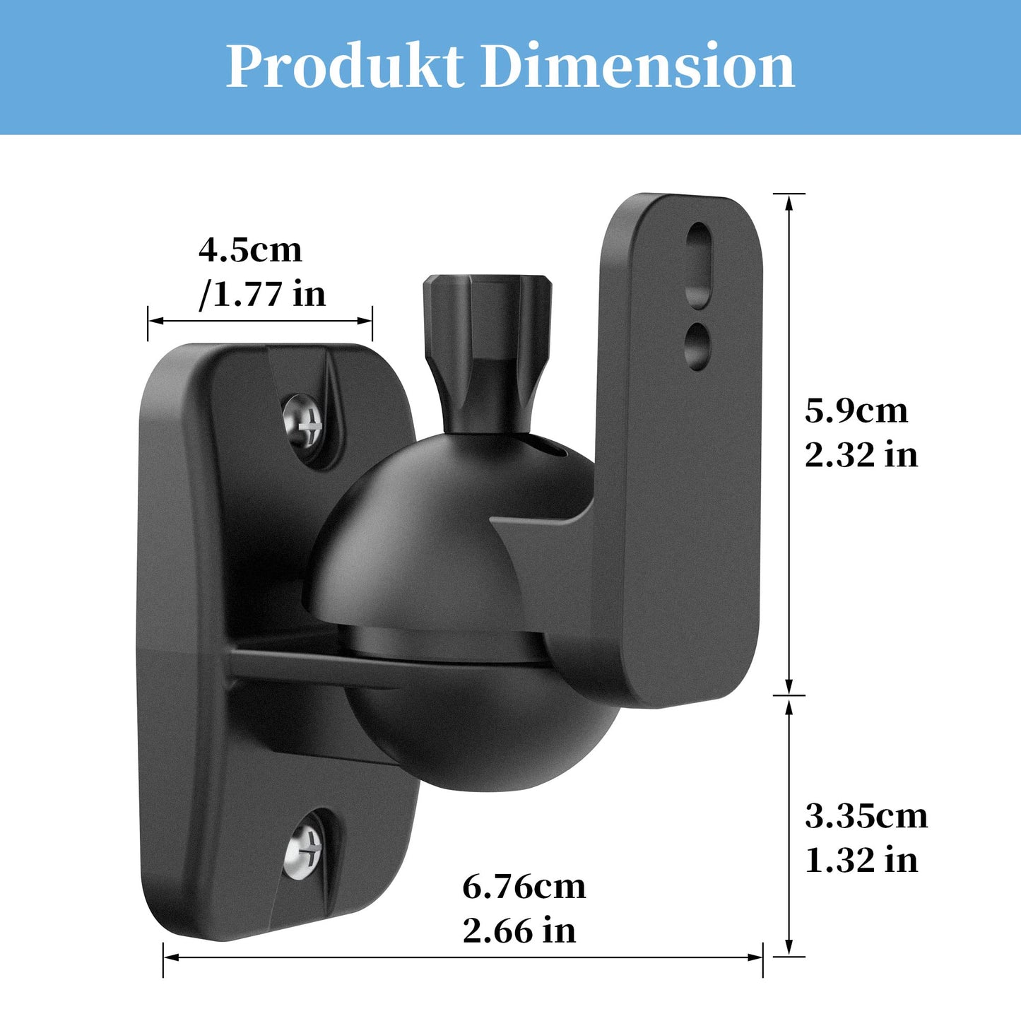 Cozycase Lautsprecher Wandhalterung Halterung mit Beschlägen - 2 Stück Schwenkbar/Neigbar Lautsprecher Halter Set, Robuste Lautsprecherhalterung passend für Lautsprecher bis 3,5 kg, Schwarz