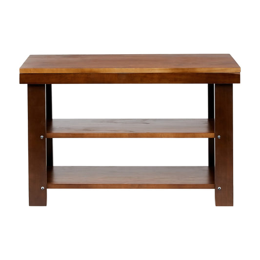 Amazon Basics Schuhablagebank aus massivem Kiefernholz - Braun, 70 x 26 x 45 cm