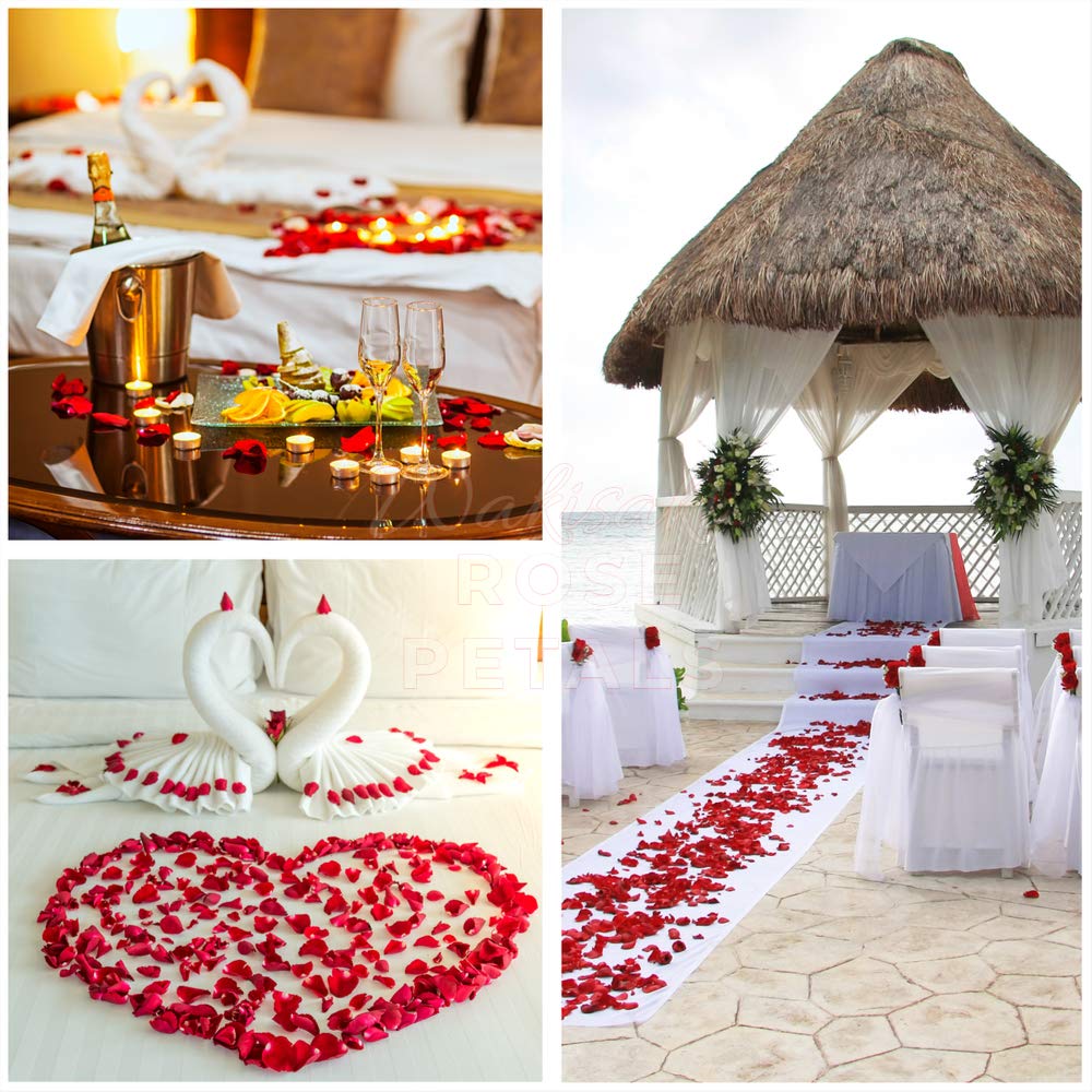 Vorgetrennte & Parfümierte Künstliche Rosenblätter Seidenrosenblätter – Perfekt für Hochzeit, Romantische Nacht, Valentinstag, Party & Event-Dekoration (1000 Stücke, Dunkelrot)