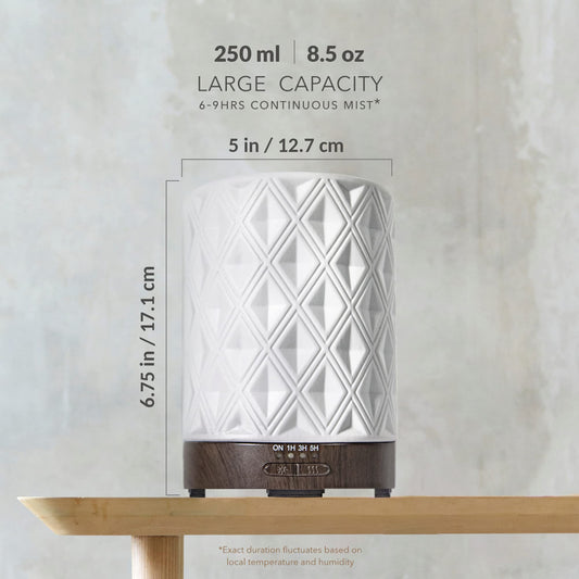 Earnest Living Ätherisches Öl Diffusor Weiß Keramik Diffusor 250ml Timer Nachtlichter und Auto Off Funktion Home Office Aromatherapie Diffusoren für ätherische Öle Geschenk