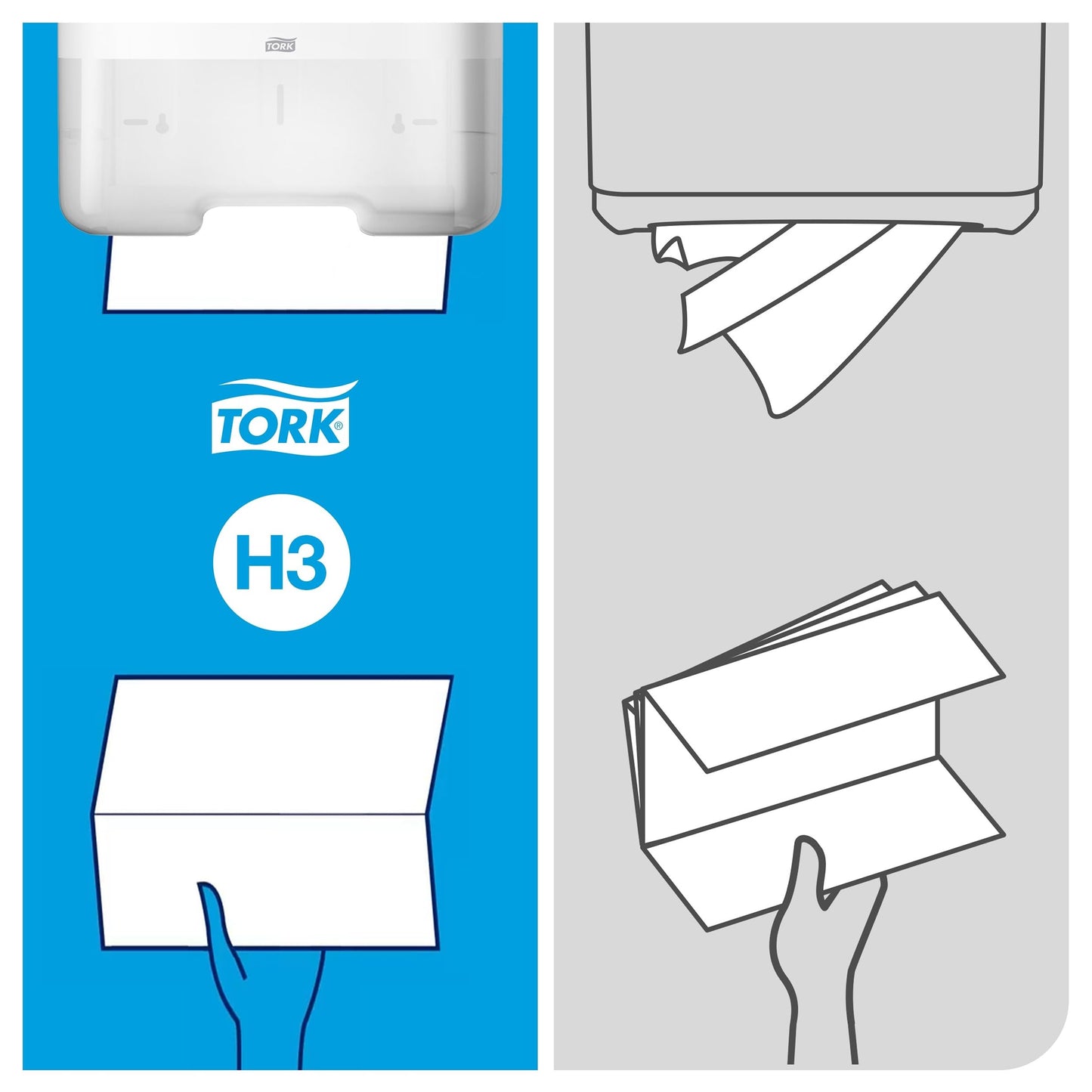 Tork Schnellauflösende Zickzack Papierhandtücher - 0290190 - Falthandtücher zum Nachfüllen für Papiertuch Spender, H3 Advanced - 2-lagig, weiß - Großpackung mit 15 x 250 Tücher