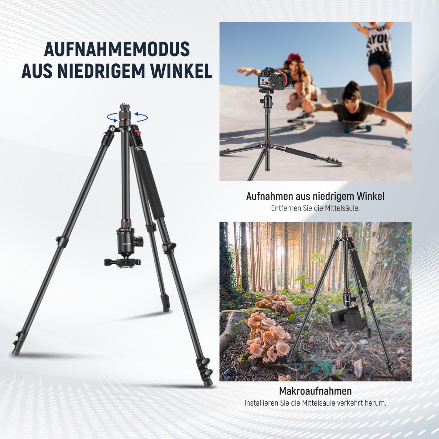 NEEWER 77" Kamerastativ Einbeinstativ für DSLR, Telefon mit 360° Panoramakugelkopf, 2 Achsen Mittelsäule, Arca Typ QR Platte, kompaktes Aluminium Leichtgewicht Reisestativ 34lb(Max), Tasche inklusive