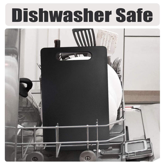 Kunststoff Schneidebrett mit Griffen, Fotouzy Dickes Schneidebrett für die Küche, lebensmittelechtes PP-Material, BPA-Free, Spülmaschinenfest, Großes Format, griffiger Griff, Schwarz