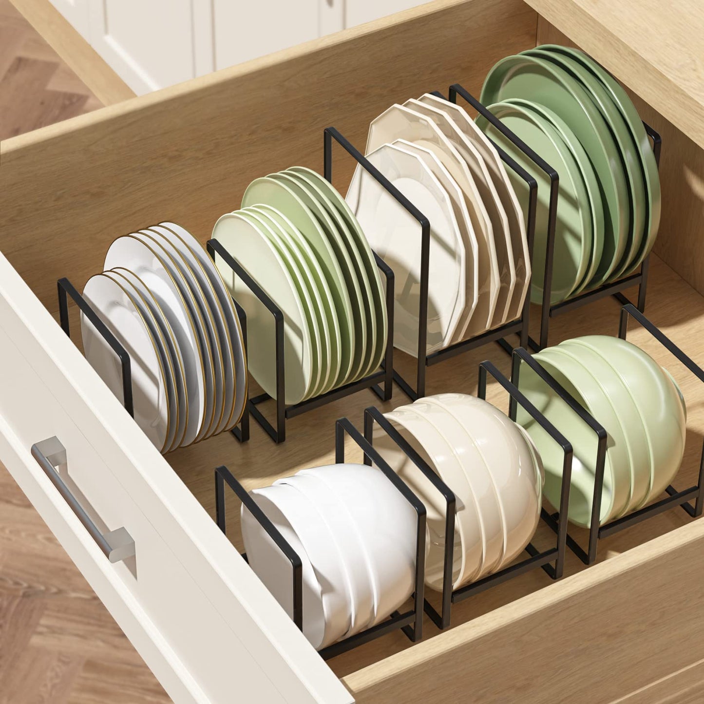Hikinlichi Metal 2 Pack Plate Rack/Dish Drainer - Kitchen Cabinet Storage Organiser, Tableware