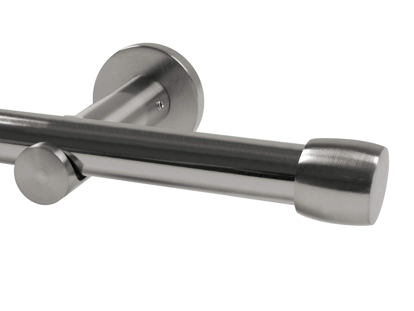 npluseins Gardinenstange/Teleskop 1-läufig Ø 13/16 Set + Zubehör 1569.2259, ca. 120-210 cm, Zylinder Chrom