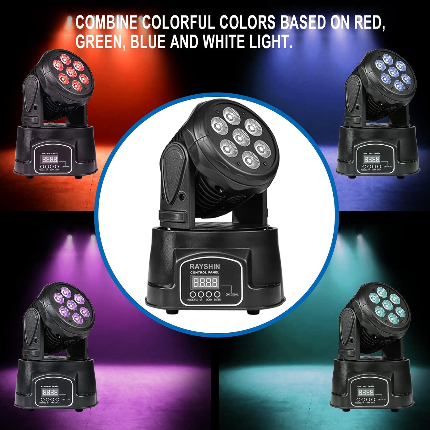 LED Moving Head Bühnenlicht 7 * 12W RGBW 4 in 1 LED Mini Partylicht DMX512 DJ licht, geeignet für show, Disco, Bar, Clubparty...