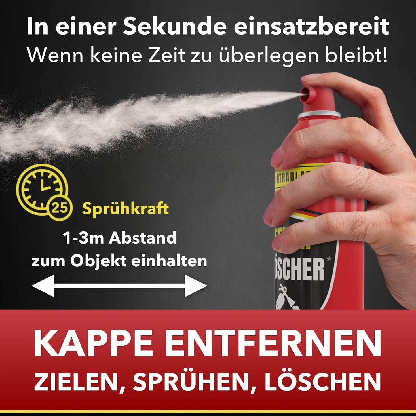 Feuerlöschspray - 500ml - für mehr Sicherheit im Alltag - Idealer Feuerlöscher Haushalt für die Küche - Perfekt als Mini Feuerlöscher Auto - Löschspray sofort & sicher einsatzbereit