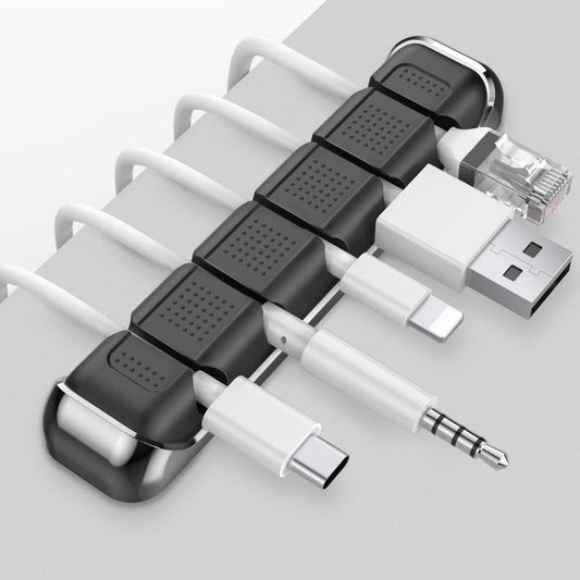 AHASTYLE Kabelhalter Kabel Organizer mit 5 Steckplätzen Kabelmanagement Schreibtisch Kabelclip Organisation für Büro Zuhause und Auto USB-Kabel/Netzkabel/Draht (Schwarz)