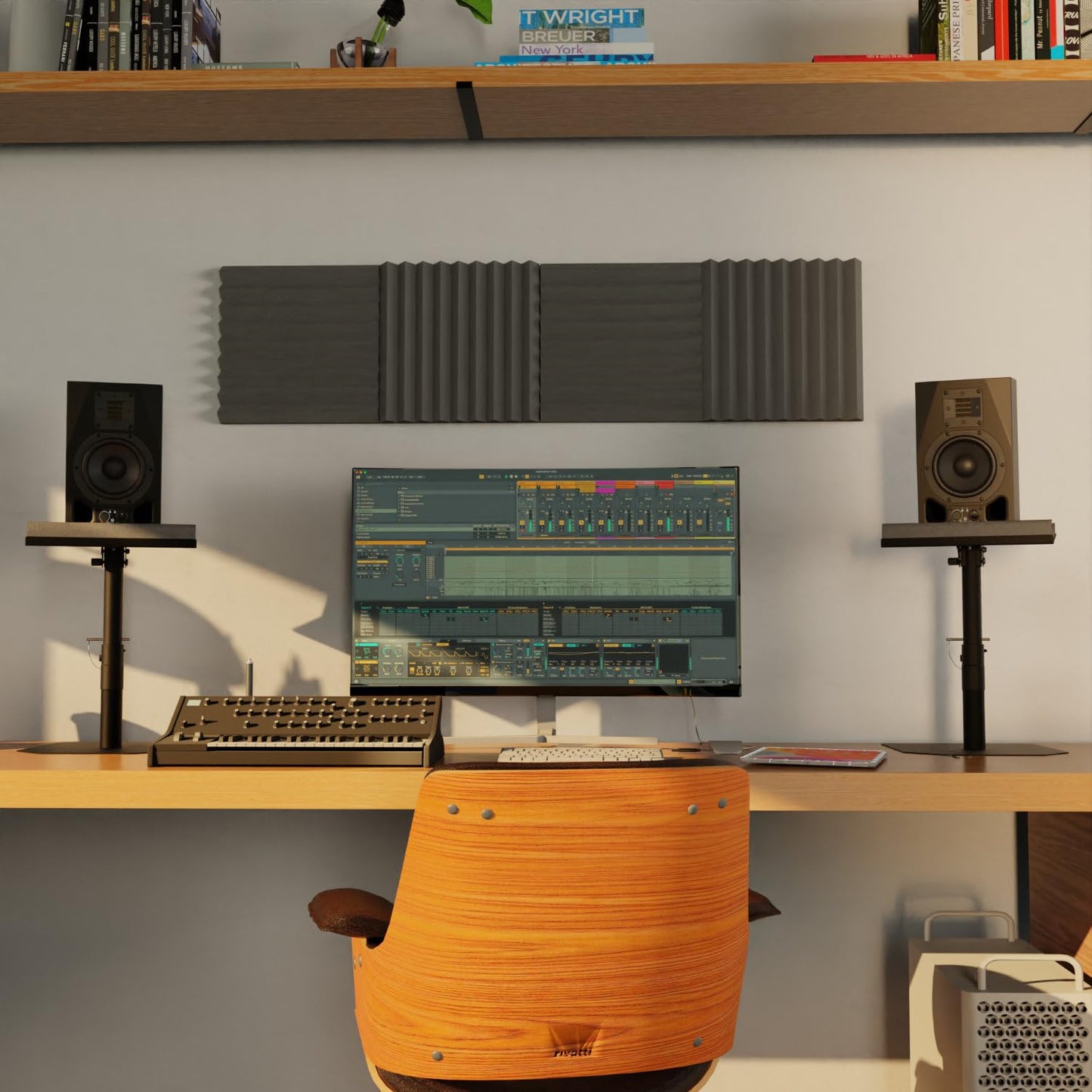 Stabiler Lautsprecher Boxen Ständer Set inkl. Schaumstoff Absorber - Robust und Neigbar +/-20°, Tragfähigkeit bis zu 28 kg - Ideal für Schreibtisch, Tonstudio oder DJ Tisch