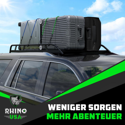 RHINO USA Bungee-Seile mit Haken – Robustes 28-teiliges Sortiment für den Außenbereich mit 4 kostenlosen Planen-Clips, Kordelzug-Organizer-Tasche, Baldachin-Krawatten und Ball-Bungees