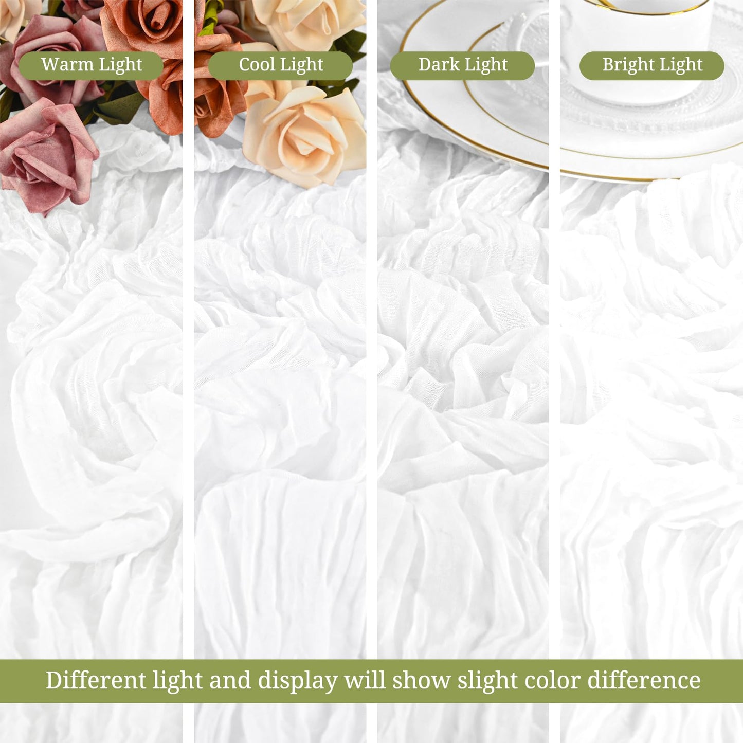 LYAFS 2 Stück weiße Käsetuch-Tischläufer 90 x 300 cm, Gaze-Tischläufer für Hochzeitsempfang, transparente Brautparty, Geburtstagsparty, rustikaler romantischer Hochzeitsläufer