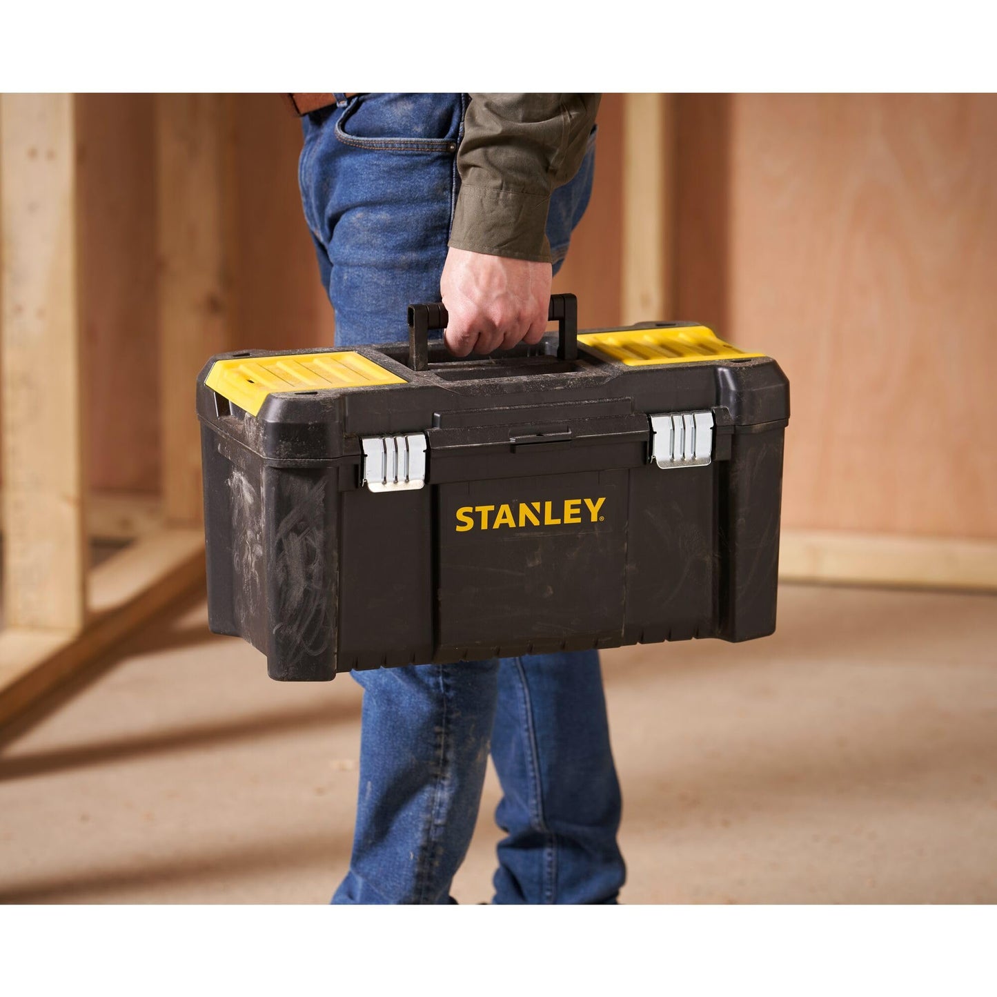 STANLEY Werkzeugbox Werkzeugkoffer leer Werkzeugkasten 19", 48.2x25.4x25cm, Beladung bis zu 8kg, Werkzeugkoffer mit Metallschließen, Organizer mit entnehmbarer Trage, robuster Koffer STST1-75521