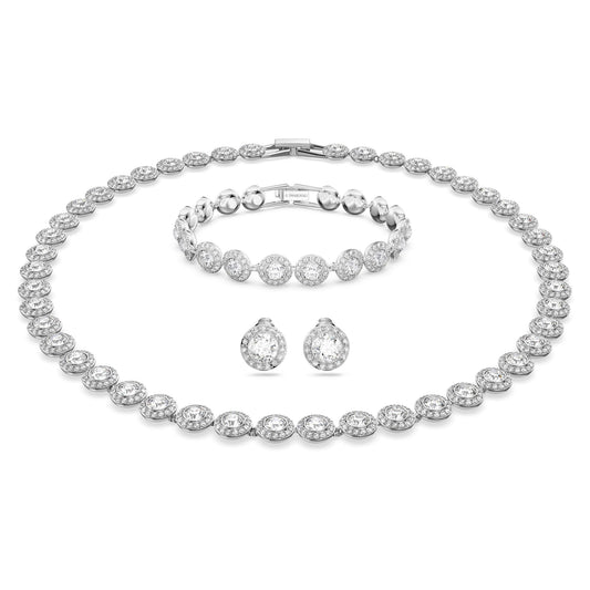 Swarovski Una Angelic Set, Rund, Weiss, Rhodiniert