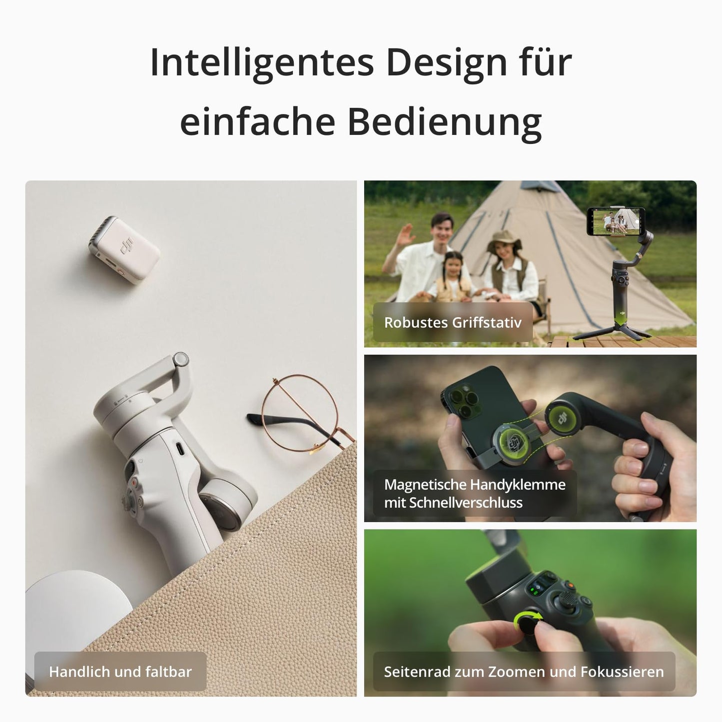 DJI Osmo Mobile 6 Gimbal-Stabilisator für iPhone Android, 3-Achsen-Handy-Gimbal, integrierter Verlängerungsstab, Objektverfolgung, tragbar und faltbar, Vlogging-Stabilisator, YouTube TikTok