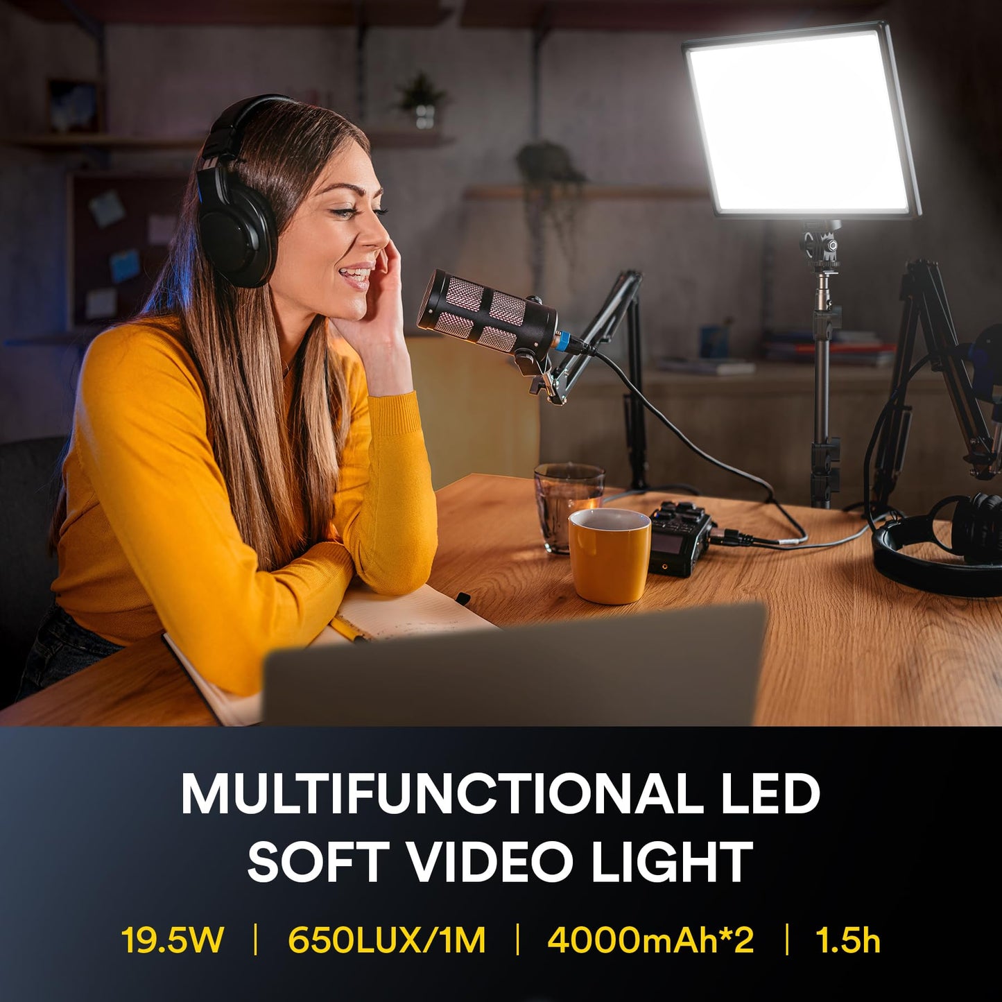 RALENO LED Videoleuchte, 19.5W Videolicht Eingebaute 2 * 4000mAh Akku CRI95+ 3200K-5600K Einstellbare Videokonferenz Licht, für YouTube TikTok Zoom Studio Fotografie Videoaufnahme Produktbilder Shoot