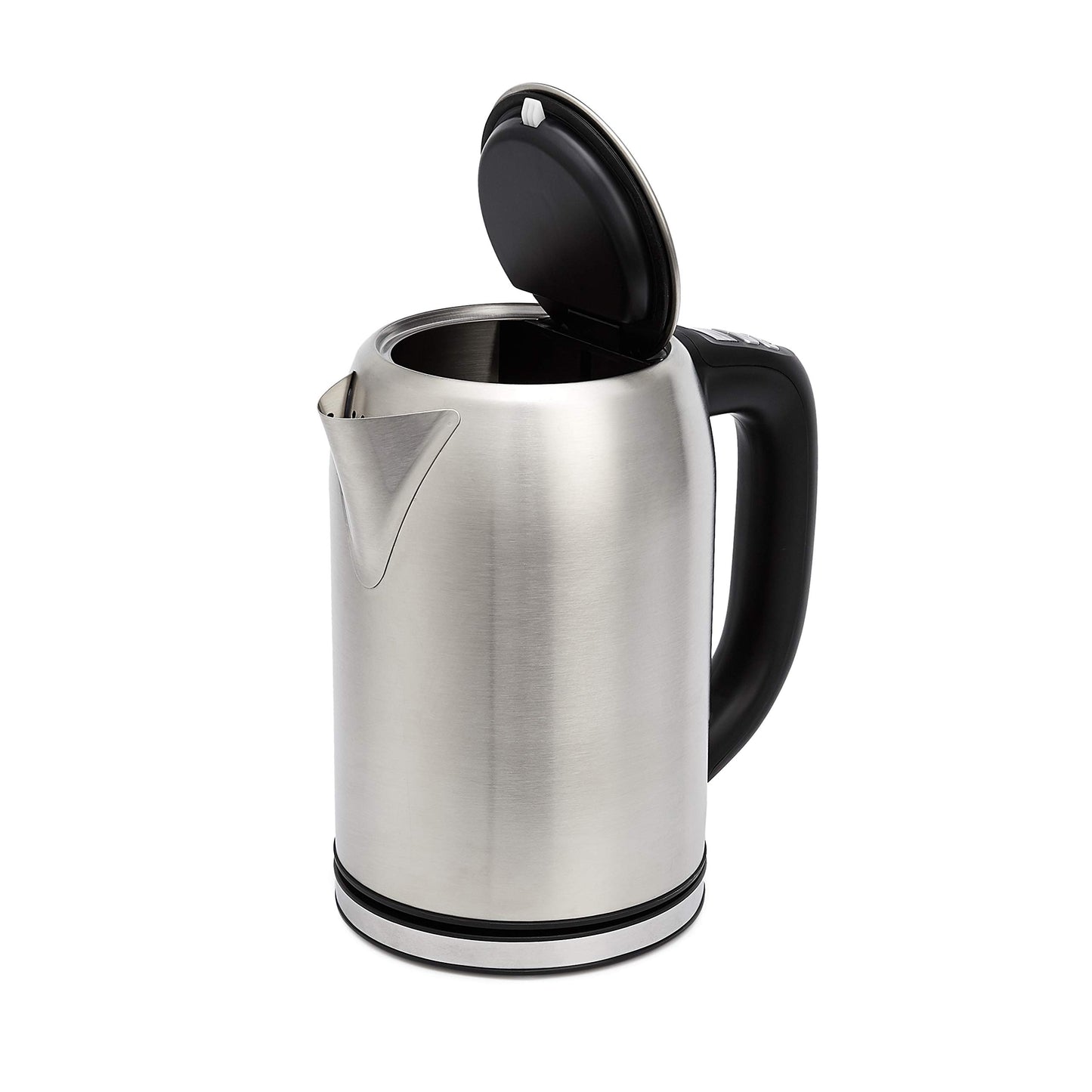 Amazon Basics Edelstahlwasserkocher mit Digitalanzeige, Strix-Controller, Warmhaltefunktion, Temperaturregelung, 1,7 l (EU-Stecker), Silber