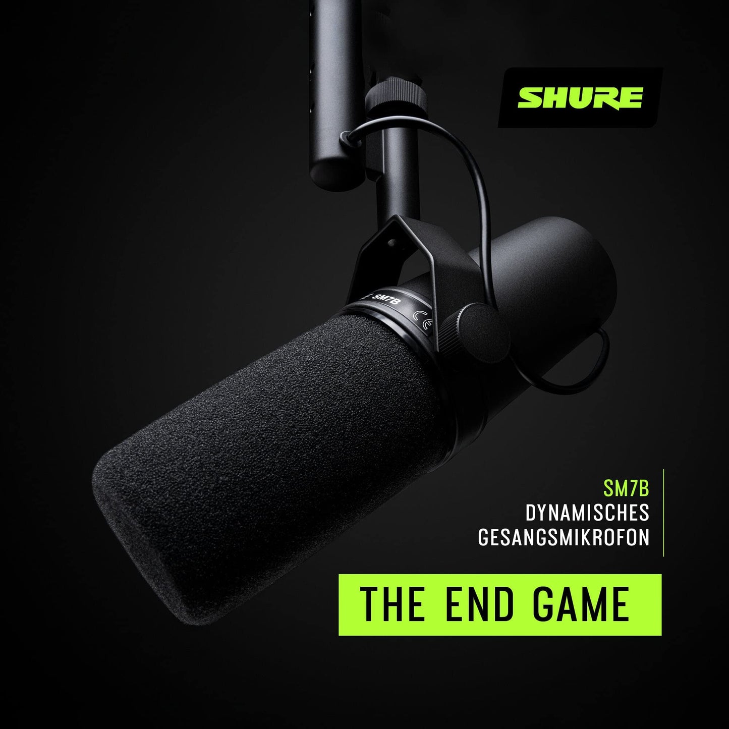 Shure SM7B Dynamisches Gesangsmikrofon für Rundfunk, Podcast und Aufnahmen, XLR-Studiomikrofon für Musik und Sprache, breiter Frequenzbereich, Warmer und weicher Klang - Schwarz