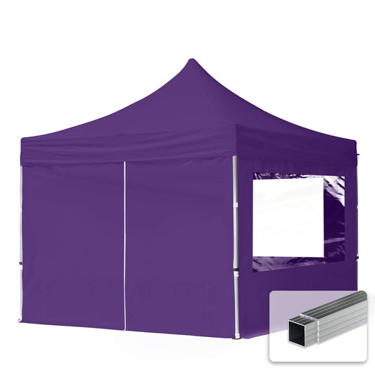 TOOLPORT Faltpavillon Faltzelt Pavillon 3x3m - 4 Seitenteile Aluminium 32mm Partyzelt 700N lila