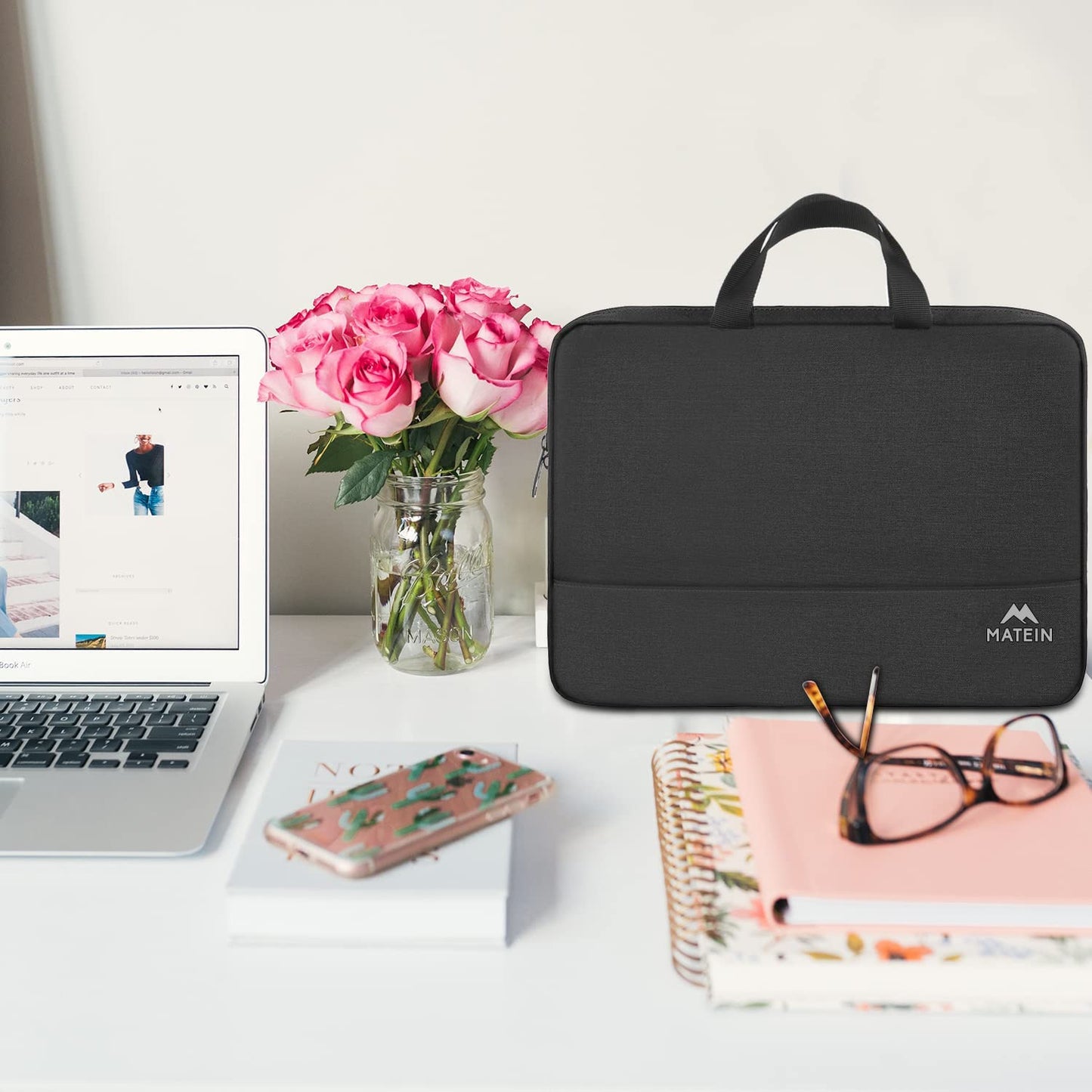 MATEIN Laptophülle 15,6 Zoll, Laptop Hülle Wasserdicht Laptoptasche Schutzhülle mit Griff, Laptop Sleeve Notebook PC Case für 15-15 6 Zoll Lenovo HP Acer Chromebook Dell, Schwarz