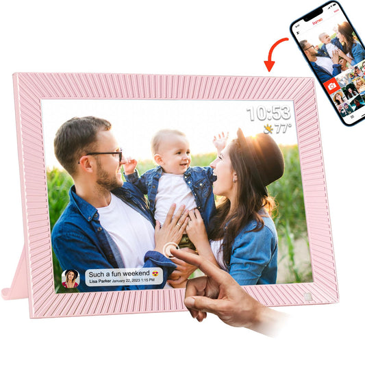 Cytem 10.1 Zoll Digitaler Bilderrahmen | WLAN mit FrameO Software | 32GB | Bewegungssensor | Automatische Bilddrehung |16:10 IPS Display 1280x800 | Touch-Screen | Pink