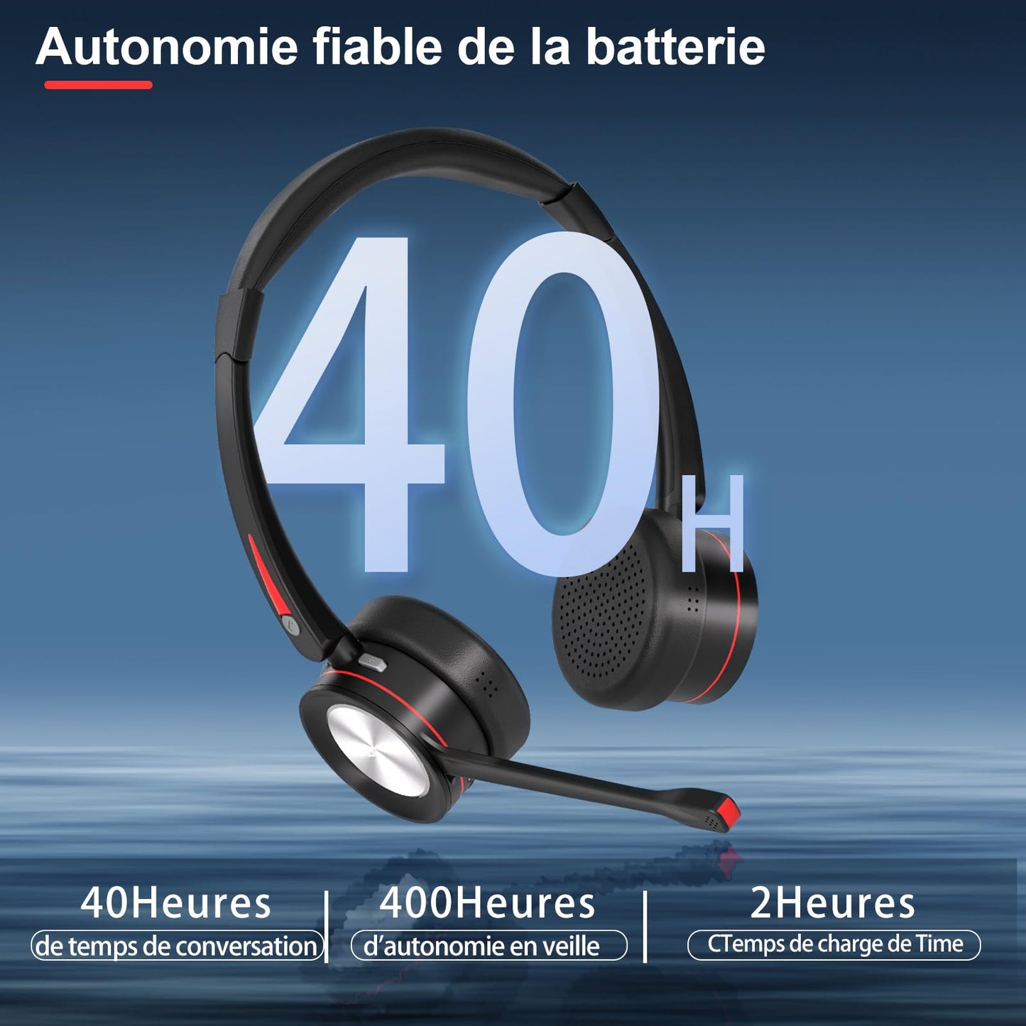 Mairdi Wireless Headset mit Mikrofon Noise Canceling, Stereo Bluetooth 5.2 Headset mit Ladestation, mit USB Bluetooth Adapter für Handy PC Call-Center Büro Zoom Microsoft Team Skype Chat