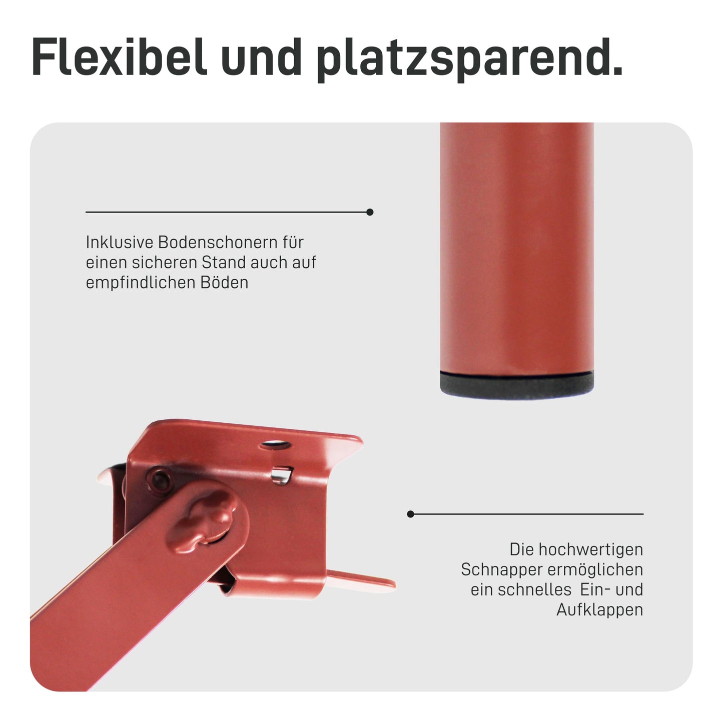 Natural Goods Berlin 2X Tischbeine Metall Dunkelrot für Bierzeltgarnitur klappbar (70 cm x 42 cm) - Tischfüße für Biertisch - Biergartengarnitur Tischkufen - Outdoor Tischgestell Garten & Terrasse
