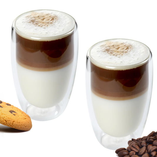 NORDIC SCHILLER Doppelwandige Kaffeegläser, Latte Macchiato Gläser Doppelwandig, 2x 450ml Ideal als Thermogläser Doppelwandig für Cappuccino, Kaffegläser, Teegläser