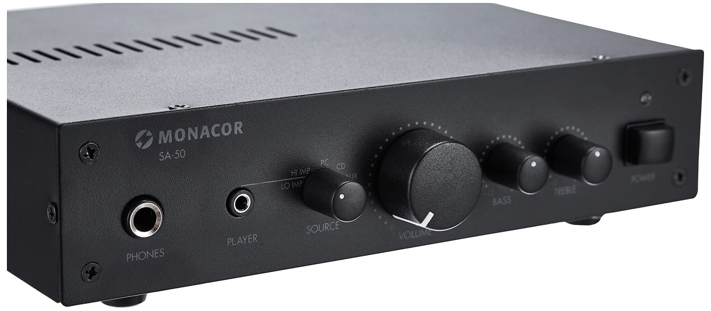 MONACOR SA-50 Kompakter Universal Stereo-Verstärker schwarz, 254620