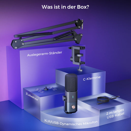 NearStream Dynamic Mikrofon Kit, XLR/USB Gaming Mikrofon mit Desktop Mic Ständer,PC Mikrofon,Studio Mikrofon für Gaming, Podcasting, Streaming, Aufnahme von Vocals (AM10X)
