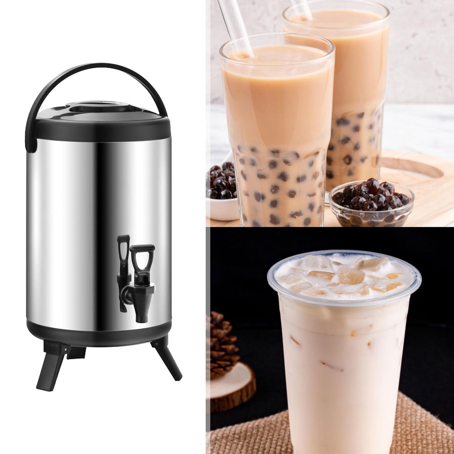 Dualoai Isoliertes Edelstahlfass, Doppelwandiger Getränkespender mit Zapfhahn, Hält Wasser, Milch, Tee, Saft, 6L