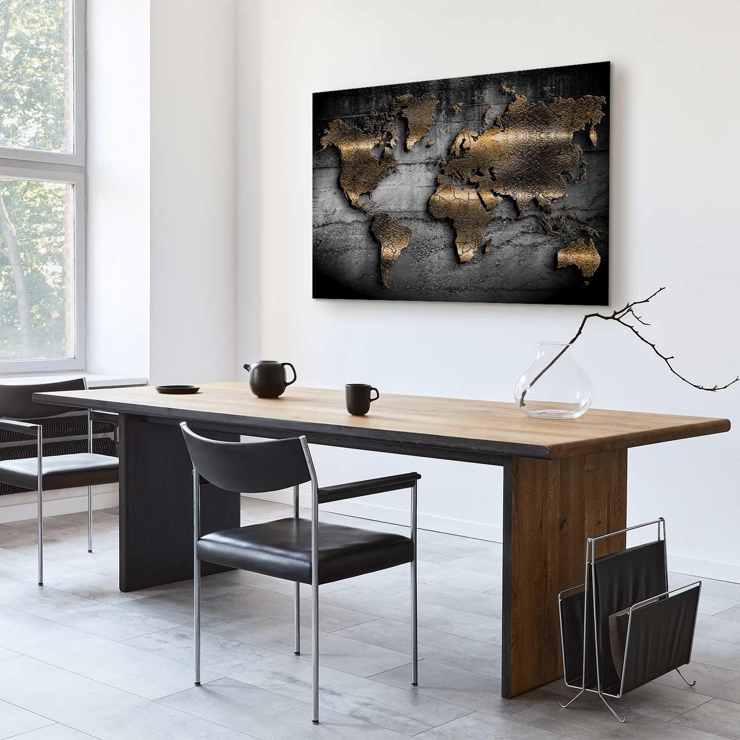 murando - Weltkarte Bilder für Wohnzimmer 60x40 cm 1 tlg Modern Leinwandbild Groß Wandbilder auf Leinwand XXL Schlafzimmer Wanddekoration Abstrakte Landkarte - Kontinente Schwarz k-A-0498-b-a