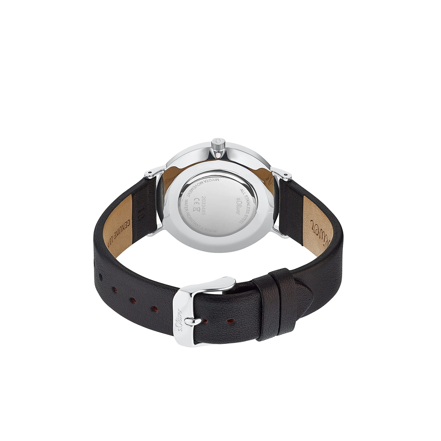 s.Oliver Armbanduhr Damen Quarzuhr Analog, mit Leder Armband, Silber, 3 bar Wasserdicht, Kommt in Uhren Geschenk Box,