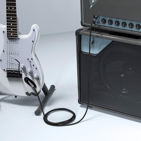 New bee Instrumentenkabel Elektrisches Instrumentenkabel Bass AMP-Kabel 1/4 für E-Gitarre, Bassgitarre, Keyboard, Elektrische Mandoline, Pro Audio (RIGHT, 1.8m/6ft)