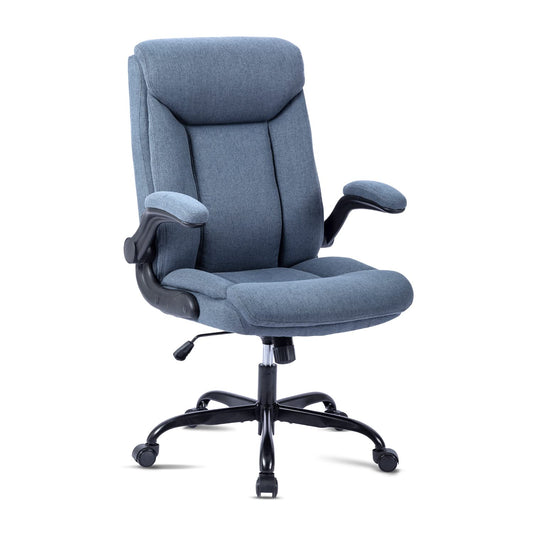 MZLEE Ergonomischer Bürostuhl Computerstuhl Schreibtischstuhl Drehbarer Arbeitsstuhl mit hochklappbarer Armlehne, höhenverstellbar, Bequem für Büro Heim Gaming (Navy blau)