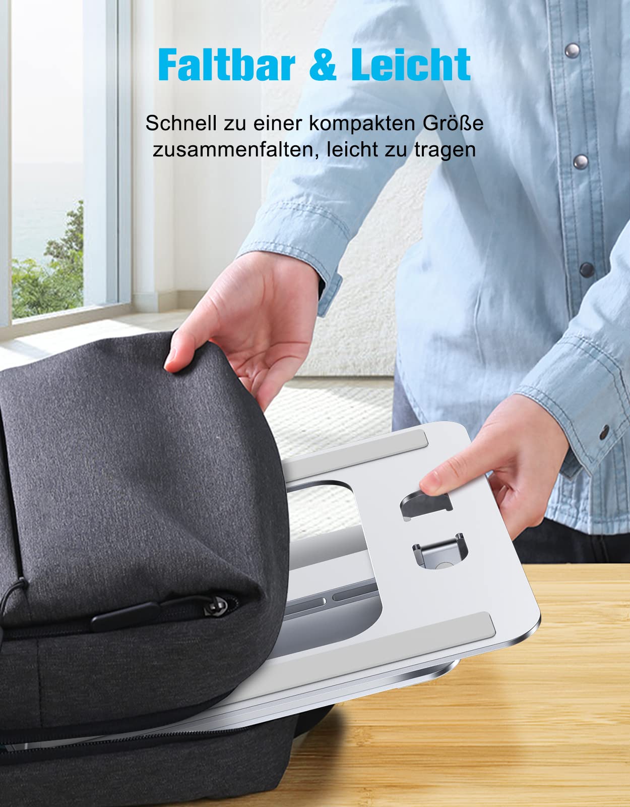 Babacom Laptop Ständer Höhenverstellbar, Faltbarer Laptop Stand aus Aluminiumlegierung Ergonomischer, Belüfteter Laptopständer Kompatibel mit MacBook Air, Pro, Samsung, Allen Laptops 10-16" (Silber)