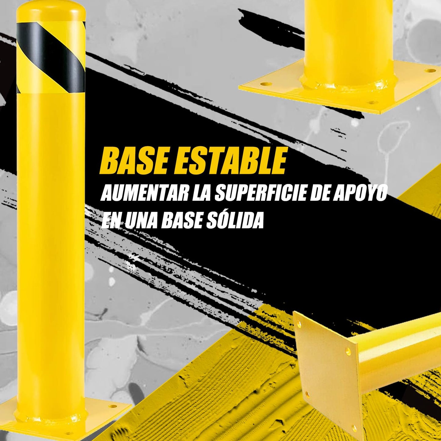 Absperrpfosten Poller, 107cm Pollerpfosten, Rammschutz-Poller für Parkplatz, Verstärkte metallisch parkplatzsperre, Gelb fahrbahnmarkierung leitpfosten für den Parkplatz (Φ11,4 cm,4pcs)