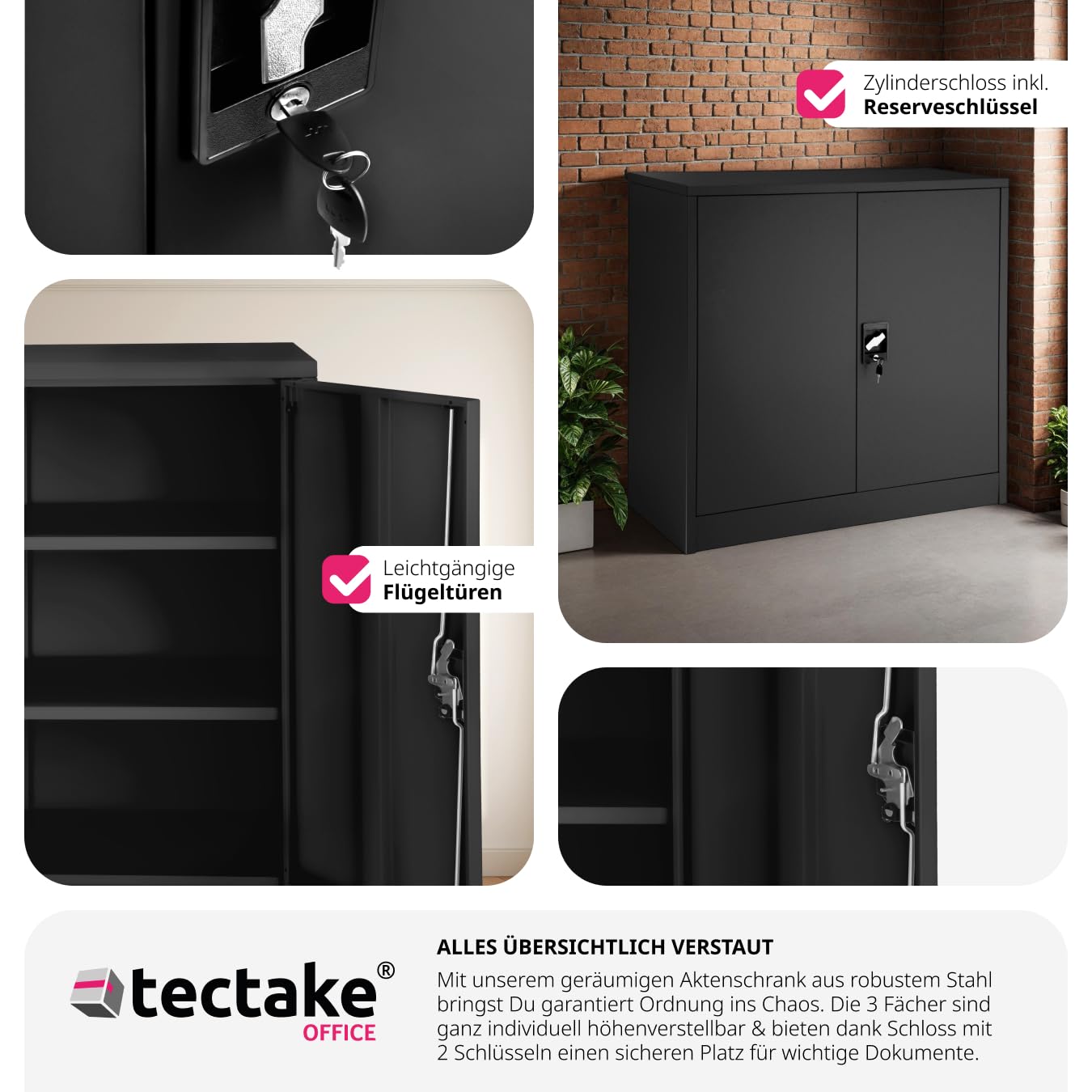 Abschließbarer Metallschrank mit Fächern – Robuster Aktenschrank für Büro & Home-Office