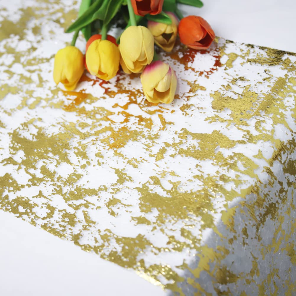 5M x 28CM Tischläufer Gold Tischband Glänzend Goldene für Partys Hochzeit Geburtstage Weihnachten Tischdeko