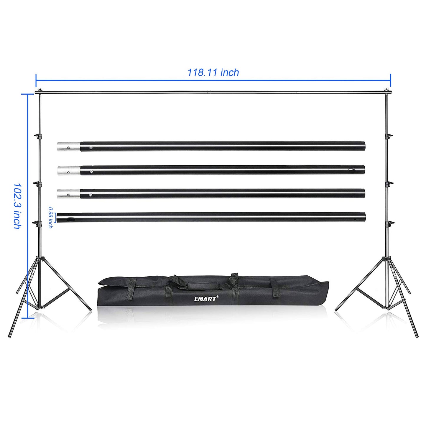 EMART Hintergrundsystem mit Stoff, Professionelles Fotostudio Set 2,6×3m Foto Hintergrund Ständer Set mit Fotohintergrund und 4 Federklemm für Fotografie, Videoaufnahme YouTube