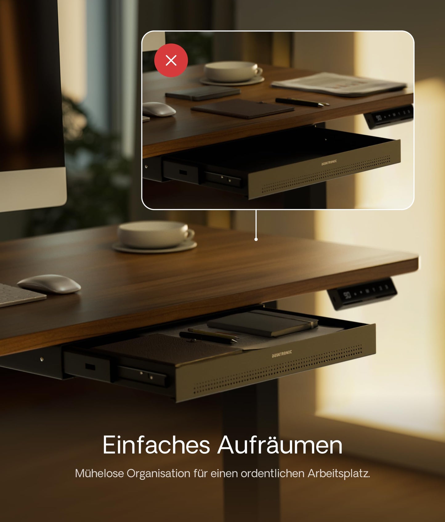 Desktronic Schreibtisch-Organizer, Untertisch-Aufbewahrungsbox, Schreibtisch für Büro Schule Homeoffice Schreibwaren, Metallschublade, Versteckte Schubladenbox (Schwarz)